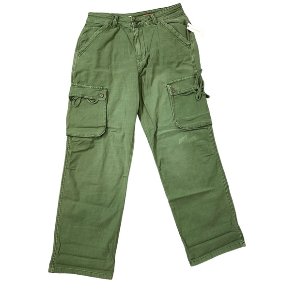 Anthropologie Pilcro Utility Cargo Pants NWT Women’s Green Straight Relaxed 28 - Picture 4 of 16
